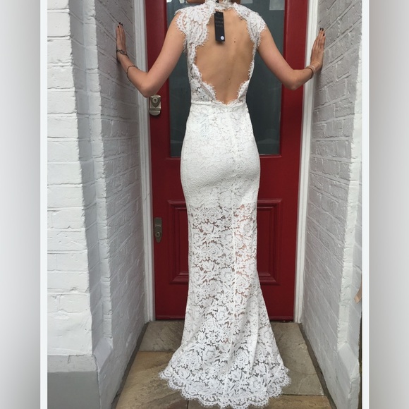 Rachel Zoe Dress - Estelle Back Cut-Out white maxi gown Size 6 all over lace NWT - Picture 5 of 16